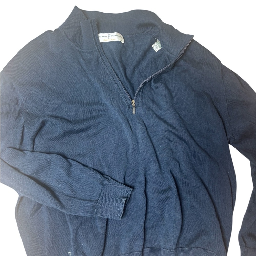 Fairway and Greene Men's Navy Blue 1/4 zip Sweater XL